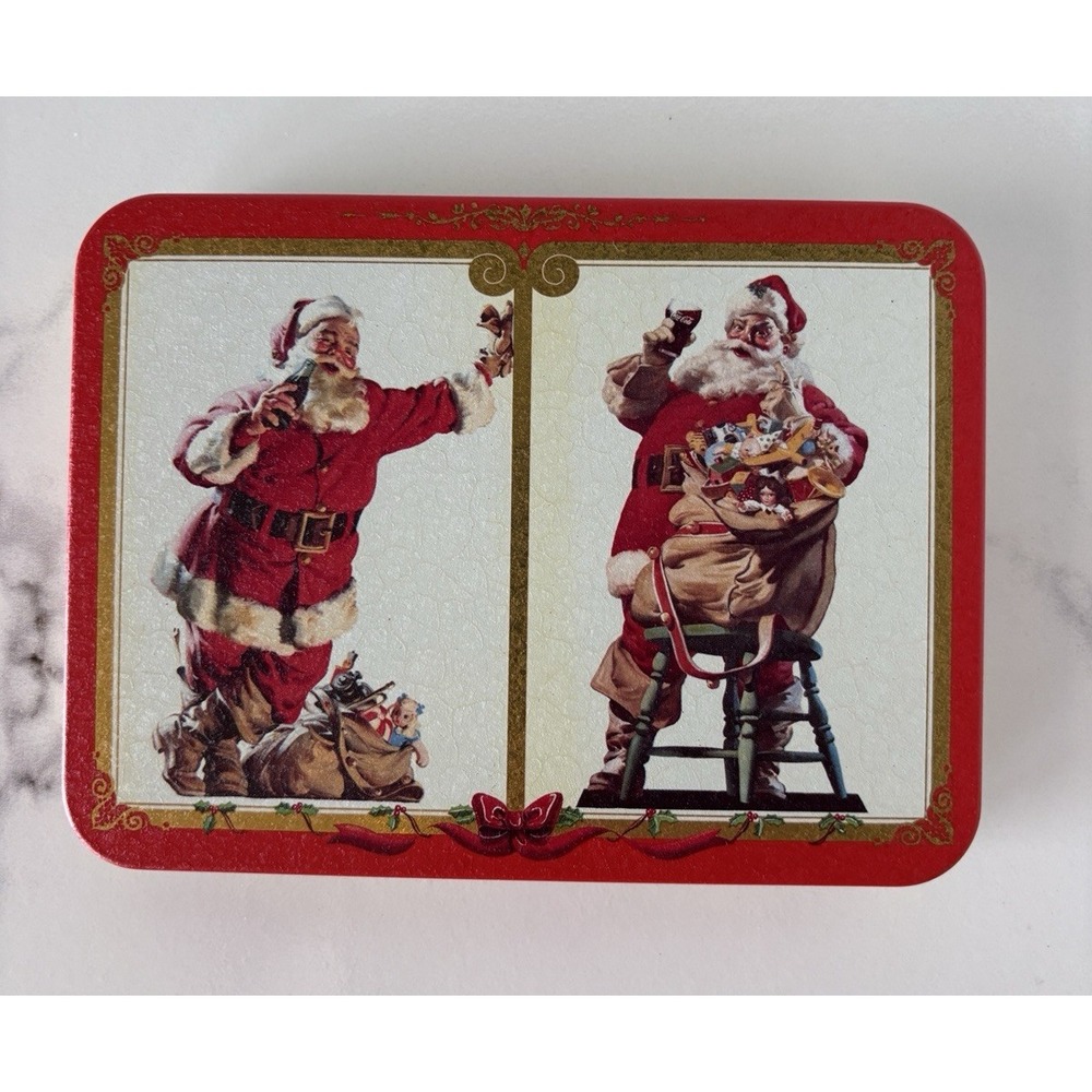 Vintage Coca Cola Santa Playing Cards 1994 Nostalgia Ltd Ed Two Sealed Decks Tin - Picture 3 of 8